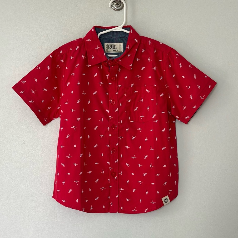 Free Planet Red Kids Button Down Shirt